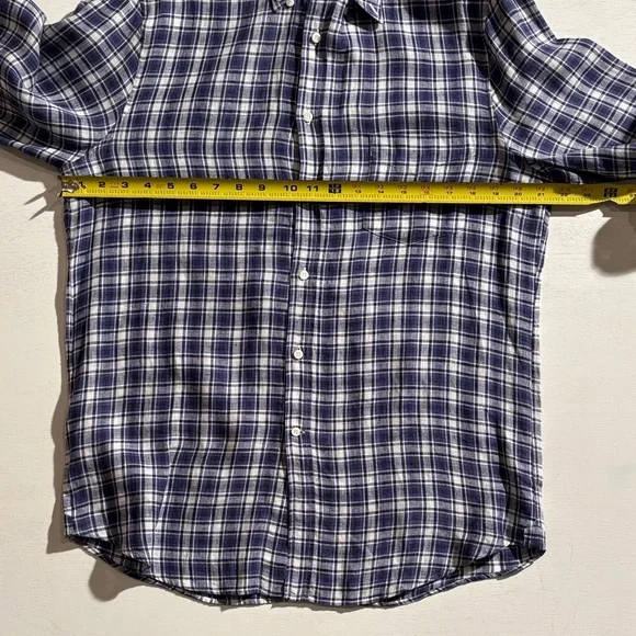 Brunello Cucinelli Navy Linen Checkered Shirt - Picture 4 of 5